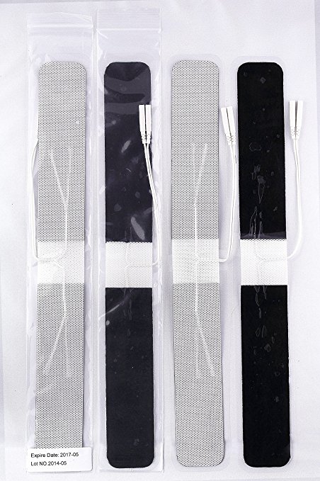 Syrtenty 1.5" x 13" Premium Long Strip TENS Unit Electrodes 4 pack Rectangular Electrode for Back - 100% Satisfaction Guarantee