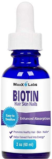 Liquid Biotin 5000 mcg Drops ★ New ★ Best Hair Nails and Skin Vitamins for Women - Fast Working HSN Supplement for Hair and Nail Growth Plus Vitamin C and Zinc for Results You Can See - 30 Day Supply