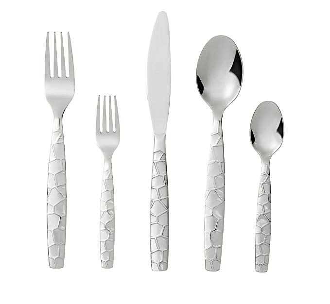 Bon Mosaic 20-Piece Stainless Steel Flatware Silverware Cutlery Set, Include Knife/Fork/Spoon, Mirror Polished, Dishwasher Safe, Service for 4