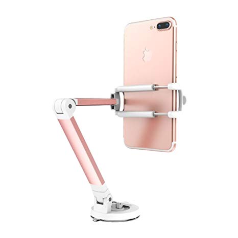 Portable Adjustable Foldable Lazy Mobile Cell Phone Stand For Desk Bracket Desktop Stand iPhone Holder Universal iPhone X 8 7 6s Plus Samsung S7 S8 Mount -Rose Gold