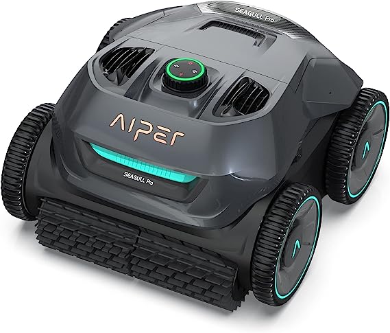 (2023 New) AIPER Seagull Pro Cordless Robotic Pool Vacuum Cleaner, Wall Climbing and Smart Navigation, 180 Mins Battery time, Strong Power Scrubbing Brush for Above/In-Ground Pools up to 60 FT