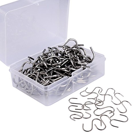 100 Pcs Stainless Steel 1 Inch S Hook Connectors KEY S-shaped Hangers Ornament Hooks for Jewelry, Key Ring, Key Chain, Pet Name Tag, Wood Circles, Chain Hardware,Fishing Lure,and Key Ring Assembly