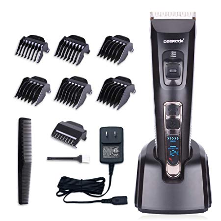 DEERCON Hair Clippers for Men Cordless Professional Hair Trimmer Hair Cutting Kit Beard Trimmer Salon Rechargeable LED Display With Charging Dock