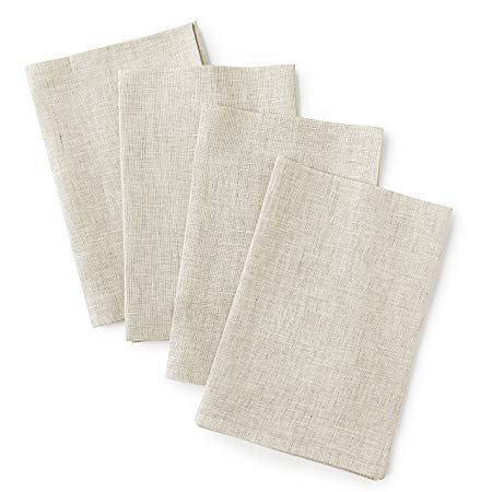Solino Home 100% Pure Linen Napkins, 4 Pack Dinner Napkins, 20 x 20 Inch White Ash, Soft and Crafted with Mitered Corners