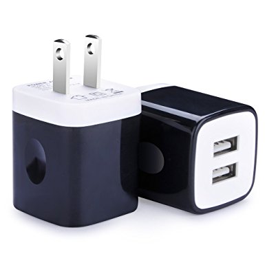 USB Wall Charger, Charger Adapter, Ailkin 2-Pack 2.1Amp Dual Port Quick Charger Plug Cube for iPhone 7/6S/6S Plus/6 Plus/6/5S/5, Samsung Galaxy S7/S6/S5 Edge, LG, HTC, Huawei, Moto, Kindle and More