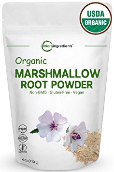 Premiun Pure Organic Marshmallow Root Powder, 4 oz. Non-GMO, Support Healthy Gut & Lung Function