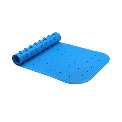 iTrunk Non-Slip Natural Rubber Bath Mat with High Grip Suction Cups 76 x 34 cm Blue
