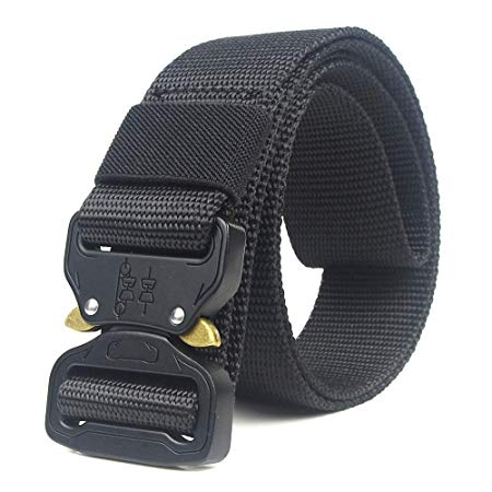 Men's Canvas Belt Plastic Buckle Nylon Braided Belts (Color : Black, Size : S)
