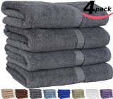 Utopia 100 Cotton Bath Towels Easy Care Ringspun Cotton for Maximum Softness and Absorbency 4-Pack - Gray 26 x 52