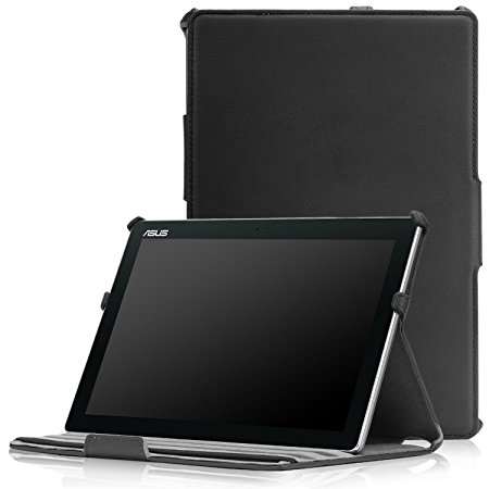 MoKo ASUS ZenPad 10 Z300C Case - Ultra Compact Multi-angle Slim Fit Stand Cover Smart Case with Built-in Handle Strap & Auto Wake / Sleep For ASUS ZenPad 10 Z300C 10.1" Tablet, BLACK