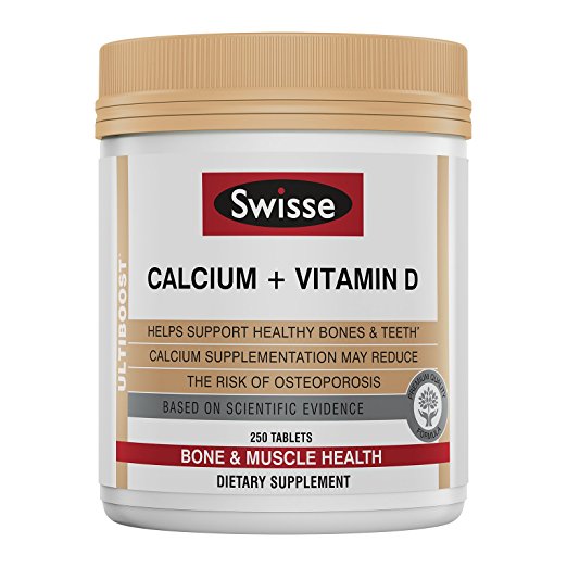 Swisse Ultiboost Calcium Plus Vitamin D Tablets, 250 Count, Supports Healthy Bones and Teeth, May Reduce Osteoporosis Risk*
