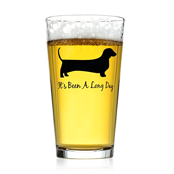 Drinking Divas - It’s Been a Long Day - Dachshund Funny Novelty Beer Glass Perfect for Father’s Day Gift Wiener Dog Gifts Beer Gifts Dog Beer Gifts Present for Dad Papa Grandpa - 16 oz glass
