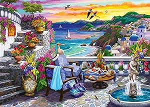 Ravensburger Santorini Sunset Puzzle - 300 Piece Large Format | Unique Softclick Technology | Vibrant, Glare-free Imagery | Durable & Eco-Friendly | Ideal for All Ages