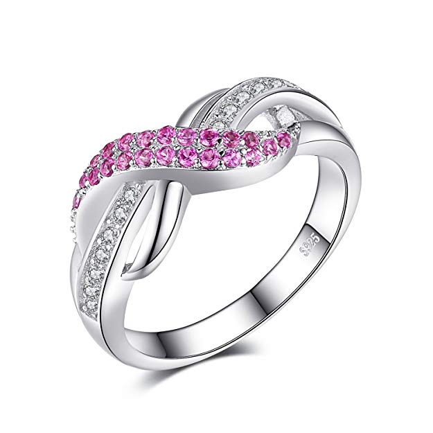 JewelryPalace Forever Love Infinity Created Pink Sapphire Anniversary Promise Ring 925 Sterling Silver