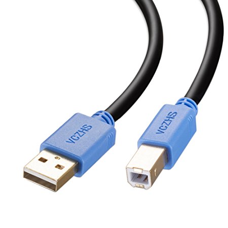 VCZHS Printer Cable 30 Feet, USB 2.0 Printer Scanner Cable Cord Type A Male to B Male Cable for Epson HP Dell Canon Lexmark