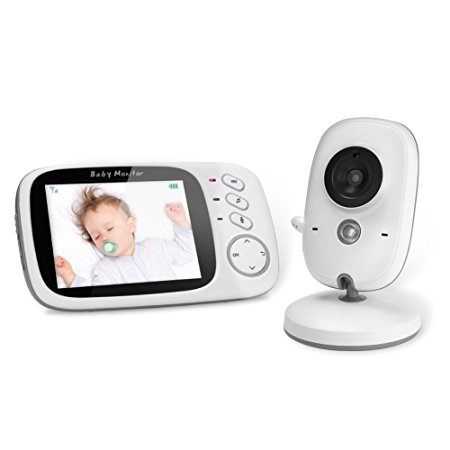 YOHOOLYO Baby Monitor Wireless Video Camera 3.2" LCD Digital Screen 2.4 GHz For Signal Transmission Two-way Talk Support Night Vision Voice Activation Temperature Monitoring Lullabies-Large Display