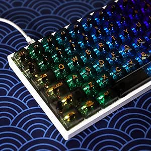 YMDK 131 Crystal PC Backlit Keycaps UV Print MDA Profile Shine Through Similar to OEM Profile for MX Mechanical Keyboard 104 96 87 84 68 64 61