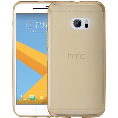 HTC 10 Case ACMEBOX Ultra Slim Anti-Shock TPU Gel Rubber Thin Flexible Soft Bumper Silicone Protective Case Cover for HTC 10 2016 -Clear Gold