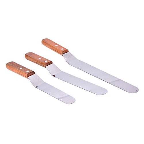 1 Pcs Cake Decorating Baking Spatulas, Blade with Wooden Handle, Stainless Steel,15cm/6inch by Crqes