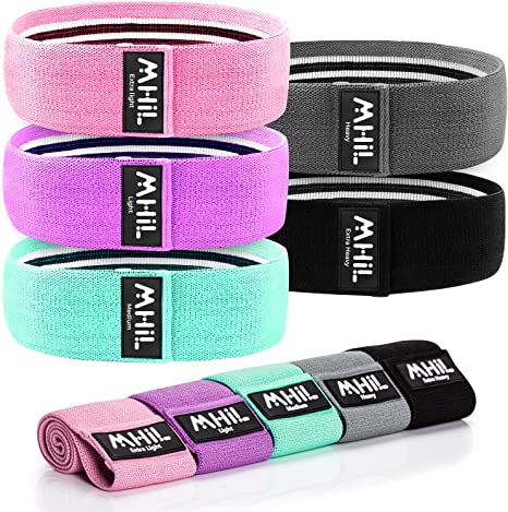 MhIL Resistance Bands - Best Exercise Bands for Women and Men - Thick Elastic Fabric Workout Bands for Working Out Legs, Butt, Glute- Stretch Fitness Booty Loops Bands for Gym, Weights & Squats