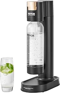 VEVOR Sparkling Water Maker, Soda Maker Machine for Home Carbonating, Seltzer Water Starter Kit with BPA free 1L PET Bottle, Compatible with Mainstream Screw-in 60L CO2 Cylinder(NOT Included), Black