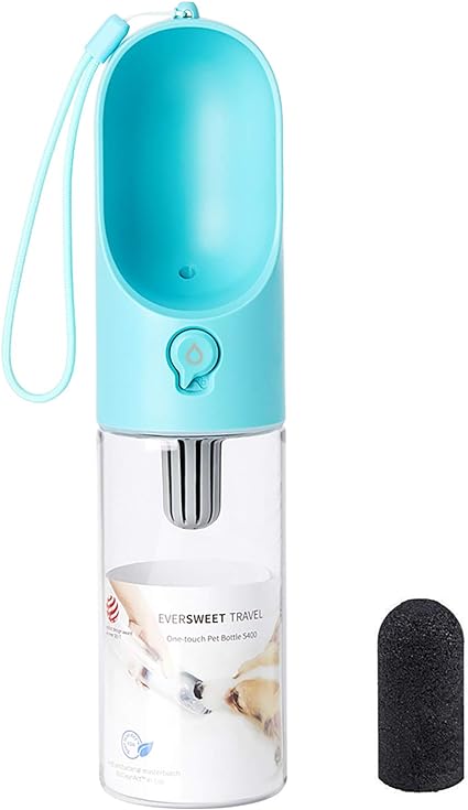 PETKIT Eversweet Distributeur d’Eau, One-Touch Bouteille pour Chien de Voyage,BPA-Free,Antibactérienne,400ml (Bleu)