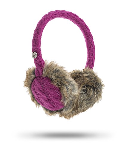 KitSound Cable Knit Audio Earmuff Headphones Compatible With Most Smartphones, Tablets and MP3 players - Pink