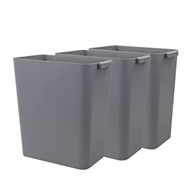 Nicesh 3-Pack Gray 4.5 Gallon Plastic Trash Can Wastebasket, Garbage Container Bin
