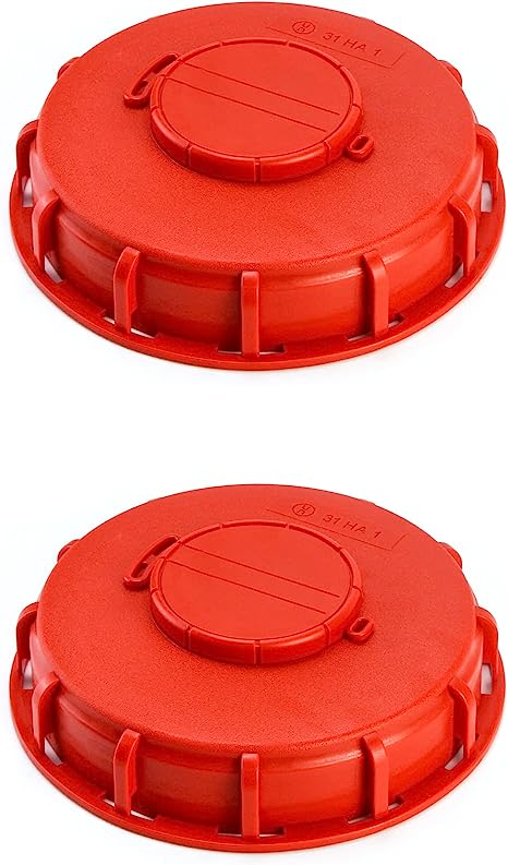 QWORK IBC Tote Lid Cover, 6.5" IBC Tank Water Liquid Tank Cap with Vent Hole for Chemical, Food, Industries Storage , 2 Pack