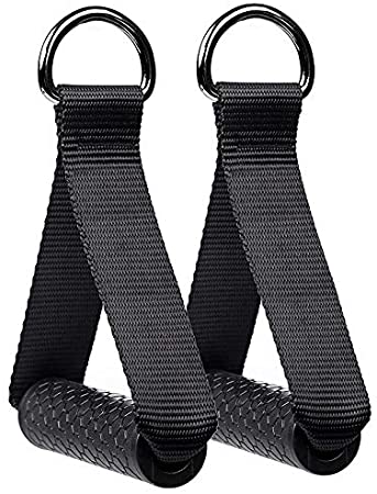 Vaorwne Premium Heavy Duty Exercise Handles Cable Machine Attachments Resistance Bands Handles Grips Fitness Strap Stirrup Handle/Black/Super Strong and Durable Plastic/Soft Foam Finish