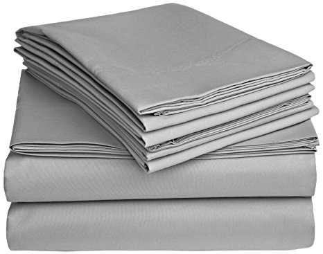 Solid Grey 300 Thread Count Full (double bed) size Sheet Set 100 % Cotton 4pc Bed Sheet set (Deep Pocket) By sheetsnthings