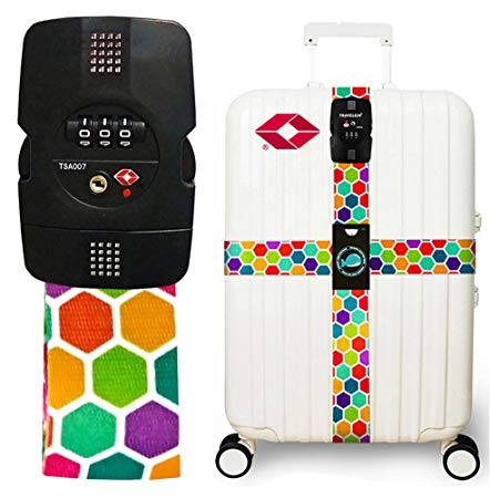 Luggage Strap TSA Lock Cross Strap Combination Lock Adjustable Travel Suitcase Belt