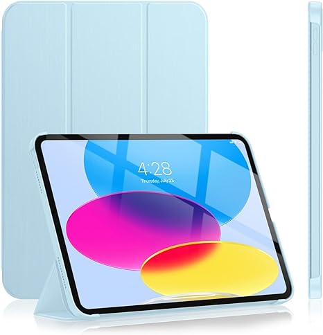 Soke Case for iPad 10th Generation(10.9-inch,2022) - [Smart Cover Auto Wake/Sleep   Slim Trifold Stand], Premium Protective Hard PC Back Cover for New Apple iPad 10.9 Inch - Light Blue