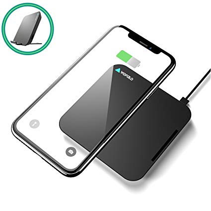 Wofalodata Fast Wireless Charger Pad with Stand Wireless Charging Pad for iPhone Xs XR XS MAX/9/8/8 Plus Galaxy Note S9/S9/8/5 S8/S8 Plus S7/S7 Edge S6 Edge (No AC Adapter)