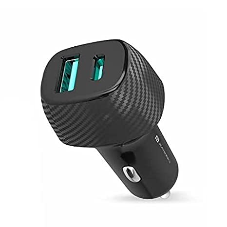 Portronics Car Power 6 Car Charger with Dual USB Port (PD QC) 36 Watt(Black)