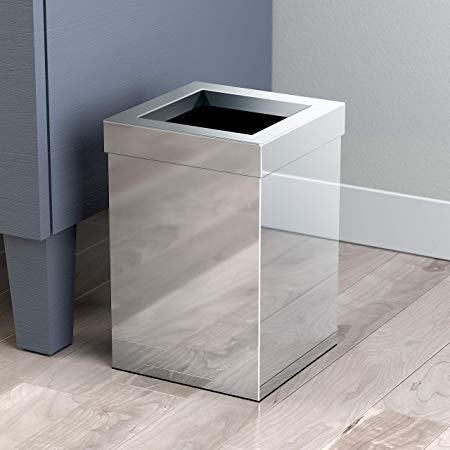 Gatco 1913 Modern Square Waste Basket, Chrome