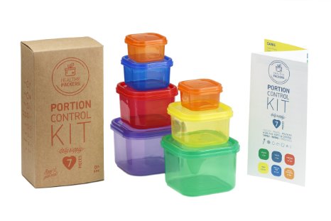 Healthy Packers 7 Piece Portion Control Food Container Kit with Complete Guide 100 Leak Proof Multi-colored System