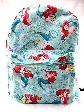 Disney Princess Little Mermaid Allover Print 16" Girls Large School Backpack