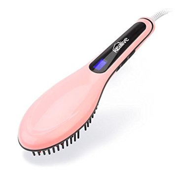 Kealive Hair Straightening Brush, Ceramic Coated LCD Digital Electric Hair Brush Straightener for Professional Hair Care