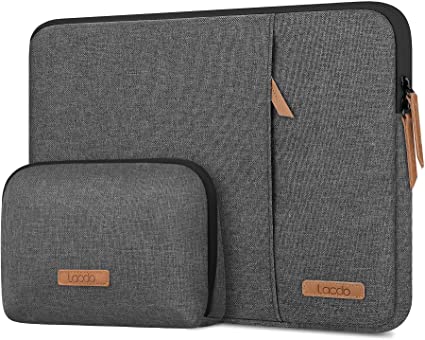 Lacdo 360° Protective Laptop Sleeve Case for 13 inch New MacBook Pro A2338 M1 A2251 A2289 A2159 A1989 A1706 A1708, 13" New MacBook Air A2337 M1 A2179 A1932, 12.9" New iPad Pro with Accessory Bag, Gray