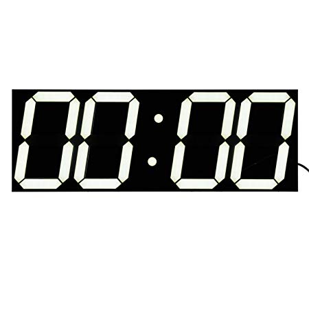 Bestland Large LED Digital Wall Clock Remote Control Jumbo Larger Numbers Alarm Clock with Thermometer, Calendar, Snooze, Alarm, Countdown, Hours/ Minutes - White LED Display