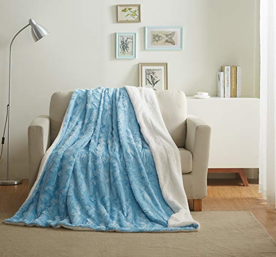 Tache Faux Fur Blankets (Sky Blue, 90x90)