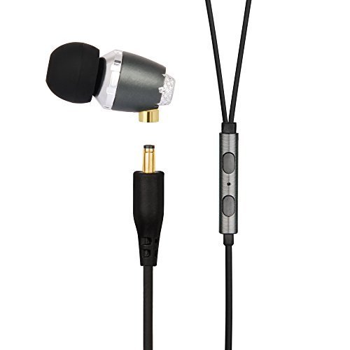 Audiosharp AS1158 Noise Isolation Metal In Ear Headphones with Detachable Cables Mic and Volume Control Heavy Deep Bass Grey