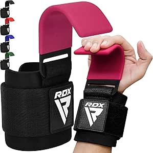 RDX Sangle Musculation Crochet, 8mm Néoprène Rembourré Bandage Poignet, Support Levage Traction Et Tirage De Barre, Weight Lifting Hook Straps,Pull Up Grippe, Hommes Femmes Gym Fitness