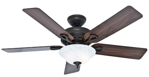 Hunter 53048 Kensington 52-inch New Bronze Ceiling Fan with Five Walnut/Cherry Blades with Light Kit