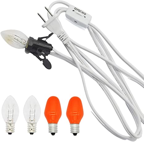 QVQCWD Clip in Night Light Cord with light bulbs,Pumpkin Light Socket,Lamp Cord for Christmas Village House