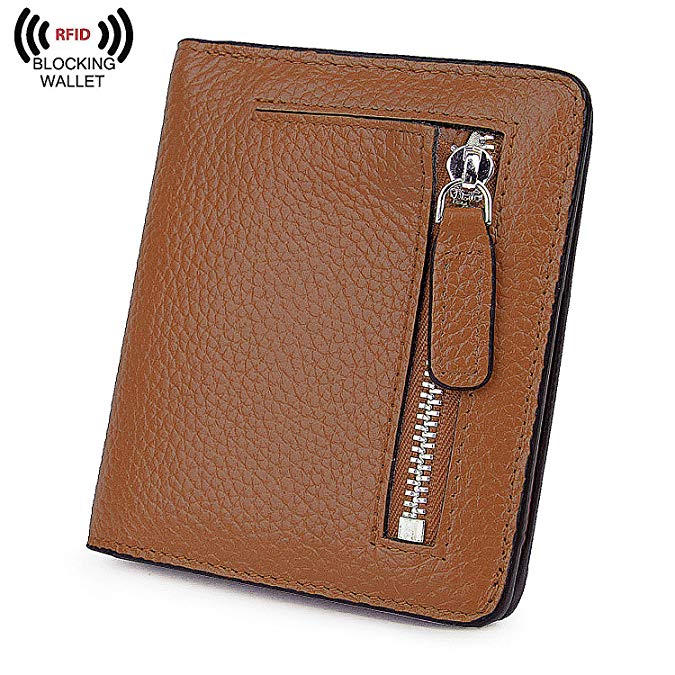 BIG SALE-AINIMOER Women's RFID Blocking Leather Small Compact Bifold Pocket Wallet Ladies Mini Purse with id Window