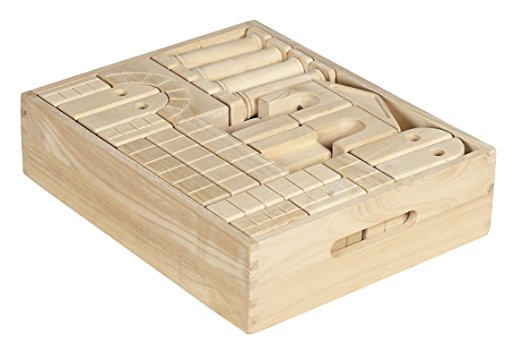 ECR4Kids Hardwood Building Blocks with Wooden Storage Tray (48-Piece)