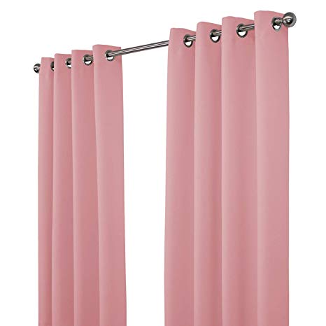 NIM Textile Grommet Curtains, Thermal Insulated Blackout Drapes, Sofiter Collection - 110" Total Width, 2-Panels Set 55" W x 96" L, Pink