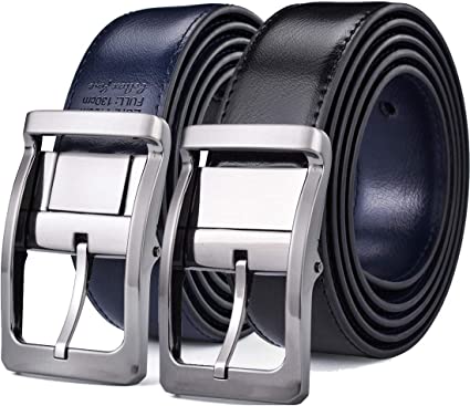 Belts for Men Reversible Leather 1.25” Waist Strap Fashion Dress Buckle Beltox